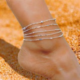 5PCS Metal Round Bead Anklet Set Chain Beach Jewelry