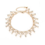 Rhinestone Tassel Anklet for Women Beach Barefoot Chain Jewelry