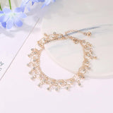Rhinestone Tassel Anklet for Women Beach Barefoot Chain Jewelry
