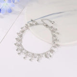 Rhinestone Tassel Anklet for Women Beach Barefoot Chain Jewelry