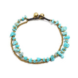Bohemian Style Natural Gravel Anklet Hand-woven Double-layer Beach Foot Jewelry