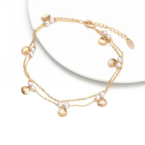Boho Pearl Beads Anklet Shell Charm Women Summer Beach Jewelry