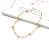 Boho Pearl Beads Anklet Shell Charm Women Summer Beach Jewelry