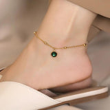 Emerald Agate Stone Anklet for Women High Jewelry