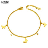 Boho Butterfly Charm Anklets CZ Crystal Foot Chain
