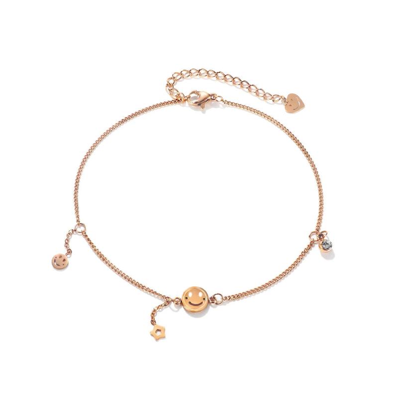 Smiley Face Stainless Steel Anklet for Summer