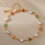 Baroque Pearl Anklets with Butterflies Women Summer Natural Pearl