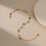Baroque Pearl Anklets with Butterflies Women Summer Natural Pearl