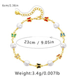 Baroque Pearl Anklets with Butterflies Women Summer Natural Pearl