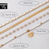 Boho Beads Shell Anklet Set for Women Multilayer Adjustable Foot Chains