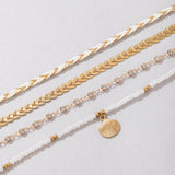 Boho Beads Shell Anklet Set for Women Multilayer Adjustable Foot Chains