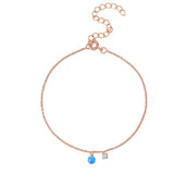 Garilina Opal Anklet with CZ Charm for Women