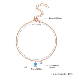 Garilina Opal Anklet with CZ Charm for Women