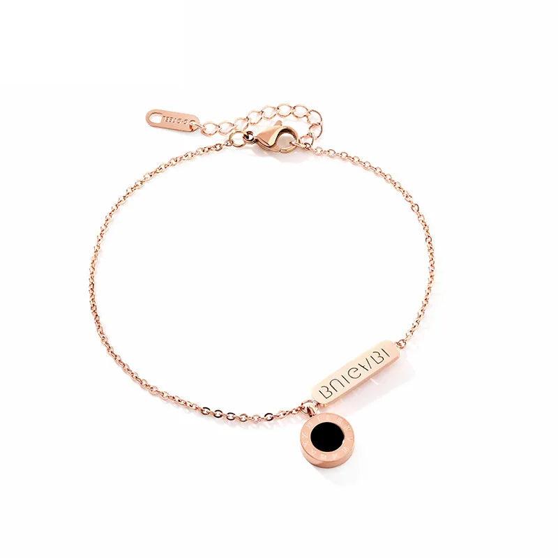 Stainless Steel Roman Numeral Anklet, Foot Jewelry for Women