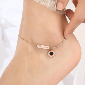 Stainless Steel Roman Numeral Anklet, Foot Jewelry for Women