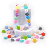 20pcs 21mm Double-faced Rose Flower Silicone Teething Beads BPA-Free