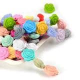 20pcs 21mm Double-faced Rose Flower Silicone Teething Beads BPA-Free