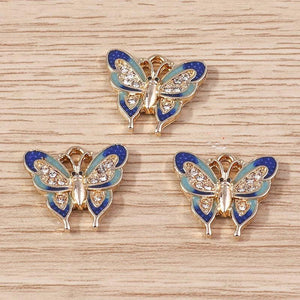 10pcs Crystal Butterfly Charms for Jewelry Making Women Drop Earrings Pendants