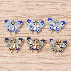 10pcs Crystal Butterfly Charms for Jewelry Making Women Drop Earrings Pendants