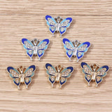 10pcs Crystal Butterfly Charms for Jewelry Making Women Drop Earrings Pendants