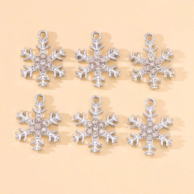 20Pcs Christmas Snowflake Zircon Necklaces Charms Pendants for DIY Earrings