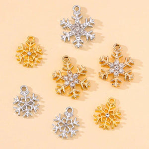 20Pcs Christmas Snowflake Zircon Necklaces Charms Pendants for DIY Earrings