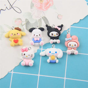 10Pcs Resin Rabbit Cat Dog Pendant DIY Jewelry Making Charms