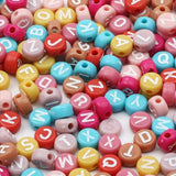 Colorful Mixed Letter Acrylic Beads Round Flat Heart Alphabet Charms Beads