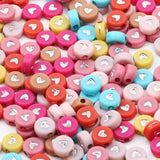 Colorful Mixed Letter Acrylic Beads Round Flat Heart Alphabet Charms Beads