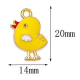 20Pcs 14*20mm Chicken Pendant Enameled Charms for DIY Earrings Keychain