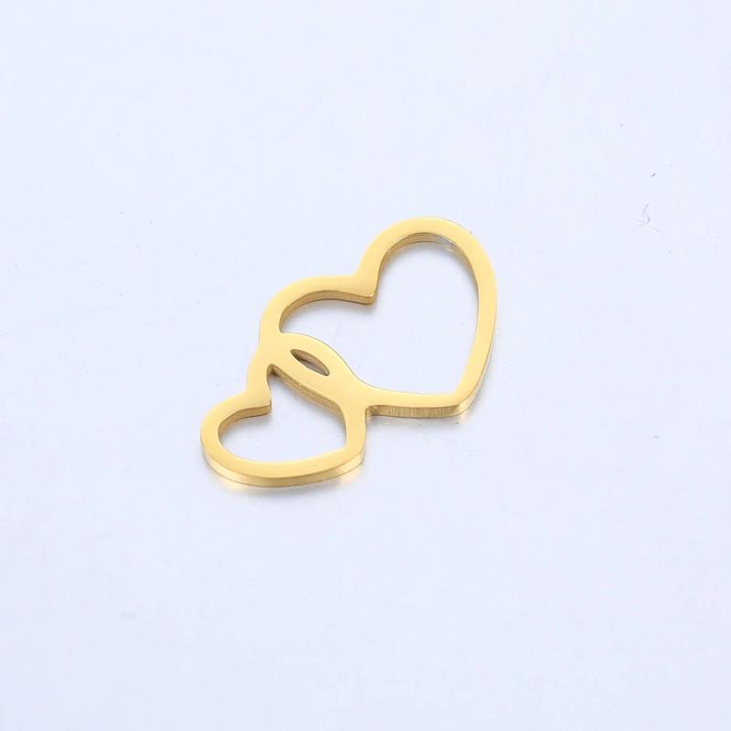 5pcs Stainless Steel Double Hearts Couple Charms For DIY Jewelry Making