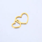 5pcs Stainless Steel Double Hearts Couple Charms For DIY Jewelry Making