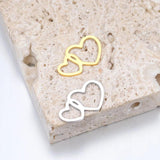 5pcs Stainless Steel Double Hearts Couple Charms For DIY Jewelry Making