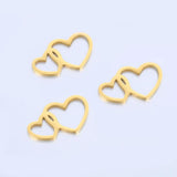 5pcs Stainless Steel Double Hearts Couple Charms For DIY Jewelry Making