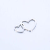5pcs Stainless Steel Double Hearts Couple Charms For DIY Jewelry Making