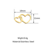 5pcs Stainless Steel Double Hearts Couple Charms For DIY Jewelry Making
