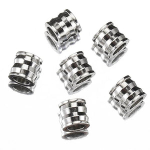 20pcs 8mm Stainless Steel Spacer Loose Bead Big Hole Beads Bamboo Shape Charm