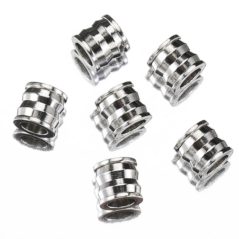 20pcs 8mm Stainless Steel Spacer Loose Bead Big Hole Beads Bamboo Shape Charm
