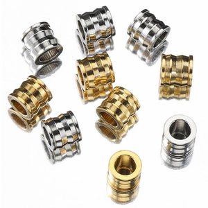 20pcs 8mm Stainless Steel Spacer Loose Bead Big Hole Beads Bamboo Shape Charm