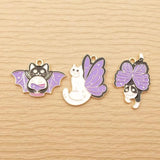 Enamel Wing Cat Charm for Jewelry Making Bulk Animal Metal Necklace Pendant