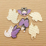 Enamel Wing Cat Charm for Jewelry Making Bulk Animal Metal Necklace Pendant