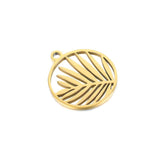 5pcs Round Palm Branch Leaves Charms Pendant 15mm Stainless Steel DIY Jewelry