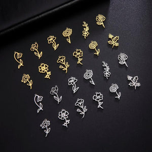 Skyrim 5 pcs/lot Birth Month Flower DIY Pendant Stainless Steel Charm