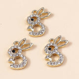 10pcs Alloy Crystal Rabbit Charms for Jewelry Making