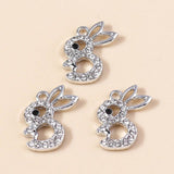 10pcs Alloy Crystal Rabbit Charms for Jewelry Making