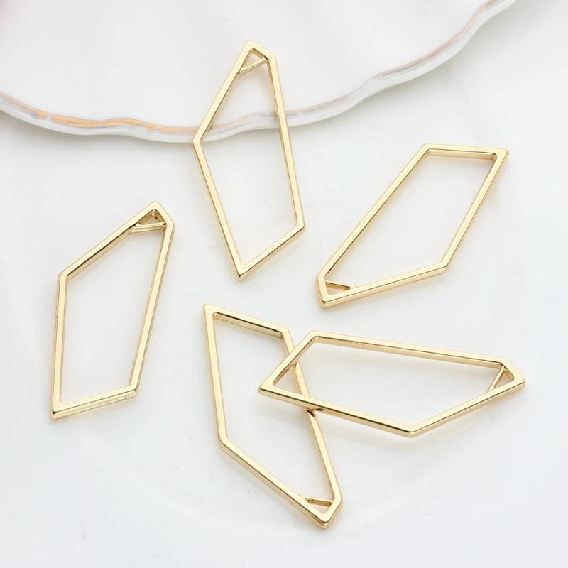 10pcs Geometric Bezel Metal UV Resin Charms for DIY Jewelry