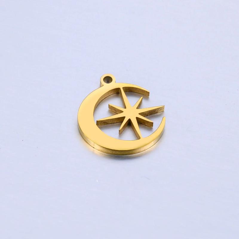 5pcs Stainless Steel Star Moon Pendants for DIY Jewelry Making