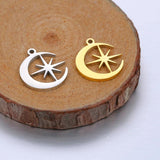 5pcs Stainless Steel Star Moon Pendants for DIY Jewelry Making
