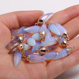 Natural Stone Faceted Opal Pendants for DIY Jewelry Making