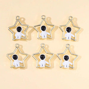 10Pcs Astronaut Star Moon Alloy Charm Pendant for DIY Necklace Bracelet